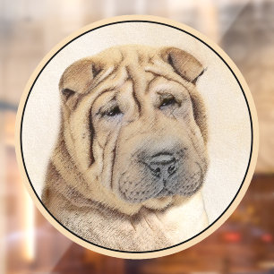 Autocollant Pour Fenêtre Peinture Shar Pei - Cute Original Chien Art