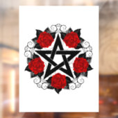 Autocollant Pour Fenêtre Pentagramme aux roses rouges (Feuille 2)