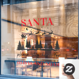 Autocollant Pour Fenêtre Père Noël arrêtez-vous ici Noël moderne personnali