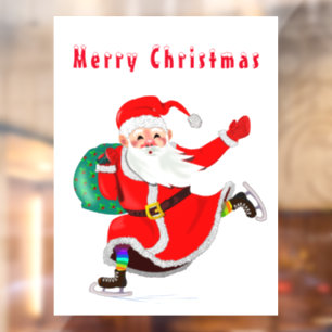 Autocollant Pour Fenêtre Père Noël avec cadeau de Noël Clouer fenêtre