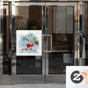 Autocollant Pour Fenêtre Père Noël Clôture blanche non préparée