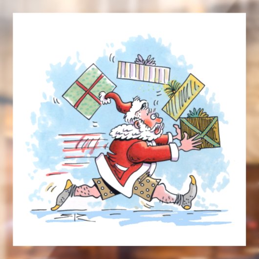 Autocollant Pour Fenêtre Père Noël Clôture blanche non préparée (Feuille 2)