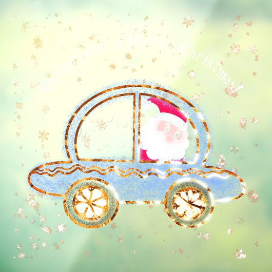 Autocollant Pour Fenêtre Père Noël dans sa voiture à Noël (Feuille 3)