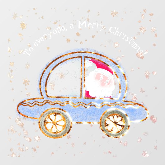 Autocollant Pour Fenêtre Père Noël dans sa voiture à Noël (Feuille)