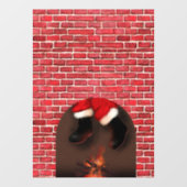 Autocollant Pour Fenêtre Père Noël descend la cheminée (Feuille)