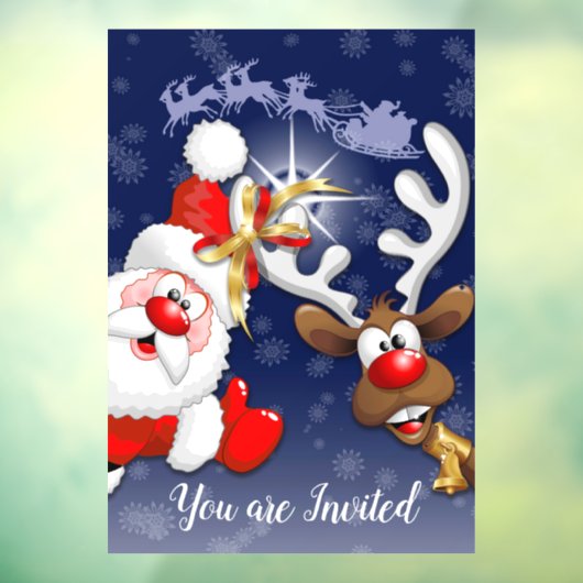 Autocollant Pour Fenêtre Père Noël et Reindeer Joyeux Noël Joyeux dessin an (Feuille 3)