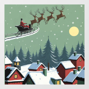 Autocollant Pour Fenêtre Père Noël et son Sleigh