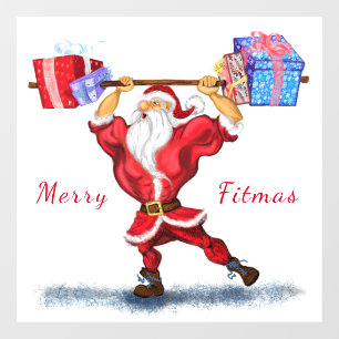Autocollant pour fenêtre Père Noël Fitness