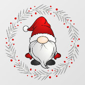 Autocollant Pour Fenêtre Père Noël Gnome Avec Holly Wreath Business (Feuille)
