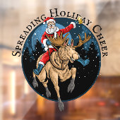 Autocollant Pour Fenêtre Père Noël Riding Moose Boire de la bière, répandre (Feuille 2)