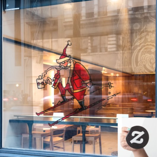 Autocollant Pour Fenêtre Père Noël Skiing lg voir-à-la fenêtre agrafer le m (Fenêtre de café)