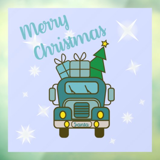 Autocollant Pour Fenêtre Père Noël vue de devant Joyeux Noël (Feuille 3)