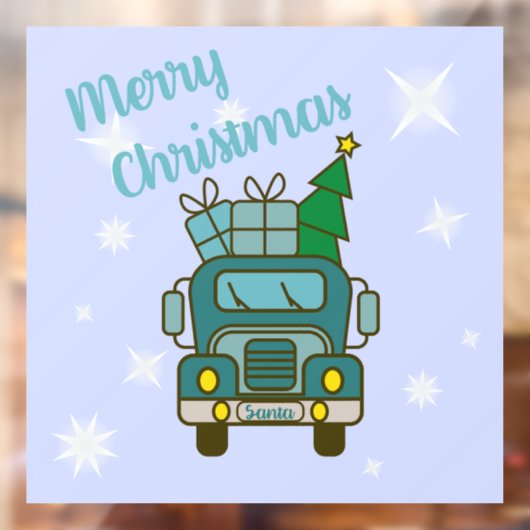 Autocollant Pour Fenêtre Père Noël vue de devant Joyeux Noël (Feuille 2)