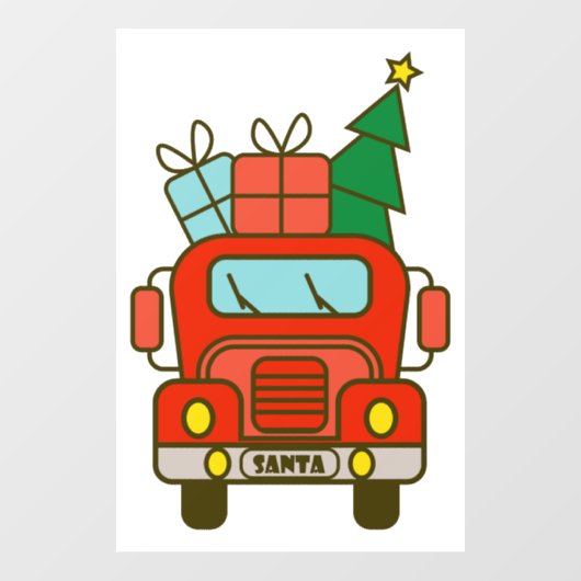 Autocollant Pour Fenêtre Père Noël vue de devant Joyeux Noël (Feuille)