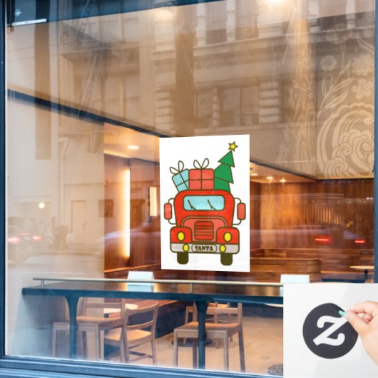 Autocollant Pour Fenêtre Père Noël vue de devant Joyeux Noël (Fenêtre de café)