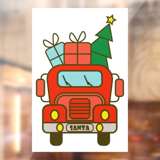 Autocollant Pour Fenêtre Père Noël vue de devant Joyeux Noël (Feuille 2)