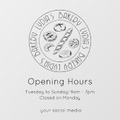 Autocollant Pour Fenêtre Personalized Minimal Bakery Opening Hours Logo (Feuille)