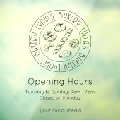 Autocollant Pour Fenêtre Personalized Minimal Bakery Opening Hours Logo (Feuille 3)