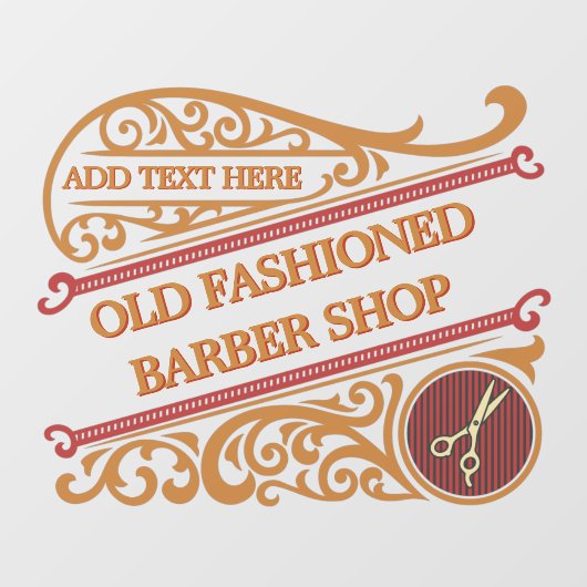 Autocollant Pour Fenêtre Personnaliser Ancien Barber Shop Gold Burgundy (Feuille)