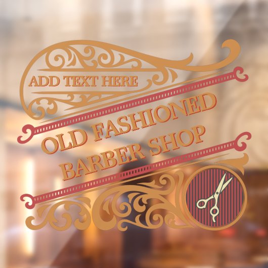 Autocollant Pour Fenêtre Personnaliser Ancien Barber Shop Gold Burgundy (Feuille 2)