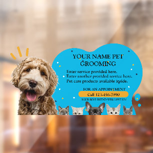 Autocollant Pour Fenêtre Personnaliser Animal Grooming Chiens et Chats Coul