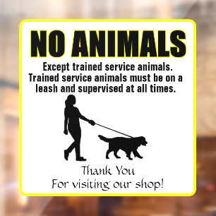 Autocollant Pour Fenêtre Personnaliser Aucun Animal Sauf Chiens de Service