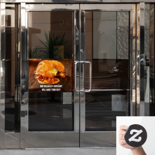 Autocollant Pour Fenêtre Personnaliser Bacon Egg Fromage Croissant Restaura (Porte de bureau)