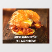 Autocollant Pour Fenêtre Personnaliser Bacon Egg Fromage Croissant Restaura (Feuille)