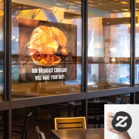 Autocollant Pour Fenêtre Personnaliser Bacon Egg Fromage Croissant Restaura (Fenêtre du restaurant)
