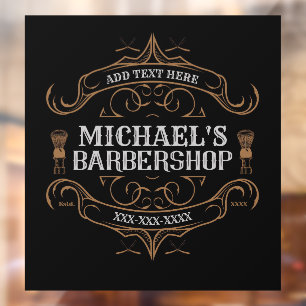 Autocollant Pour Fenêtre Personnaliser Barber Shop Ornate Business