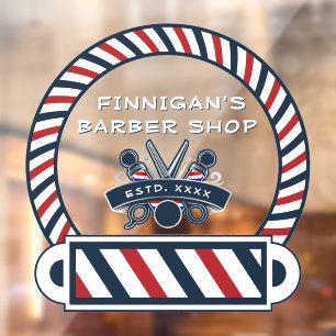 Autocollant Pour Fenêtre Personnaliser Barber Shop Pole Couleurs avant