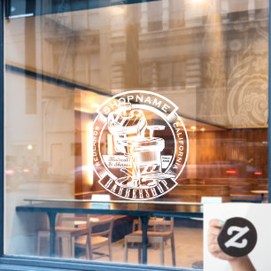 Autocollant Pour Fenêtre Personnaliser Barbershop Porte d'affaires blanc pl