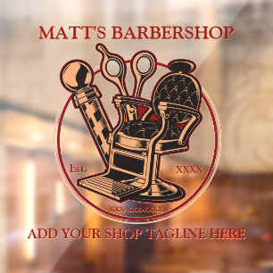 Autocollant Pour Fenêtre Personnaliser Barbershop Vintage Porte d'entrée