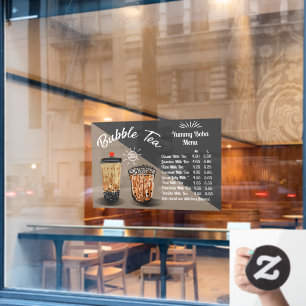 Autocollant Pour Fenêtre Personnaliser Bubble Thé Boba Donut Boutique avant