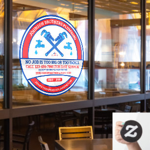 Autocollant Pour Fenêtre Personnaliser Contractant de plomberie Entreprise 