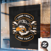 Autocollant Pour Fenêtre Personnaliser Eagle Wrenches Motorcycle Réparation (Fenêtre de café)