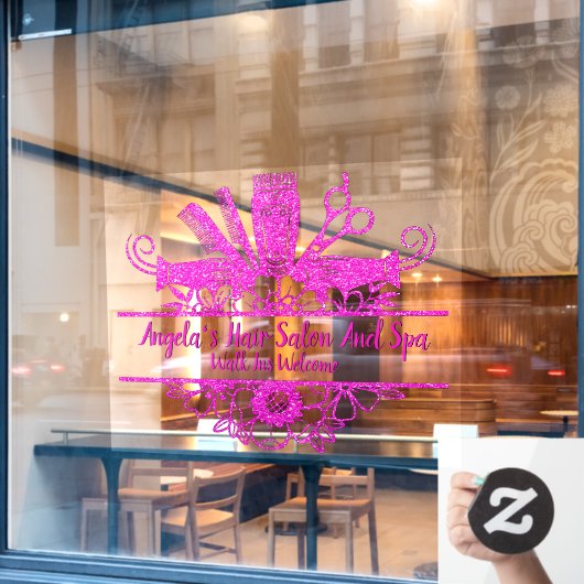 Autocollant Pour Fenêtre Personnaliser Faux Rose Parties scintillant Coiffe (Fenêtre de café)