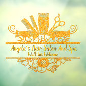 Autocollant Pour Fenêtre Personnaliser Faux Salon de Coiffure et Spa Paille (Feuille 3)