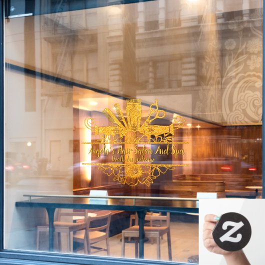 Autocollant Pour Fenêtre Personnaliser Faux Salon de Coiffure et Spa Paille (Fenêtre de café)