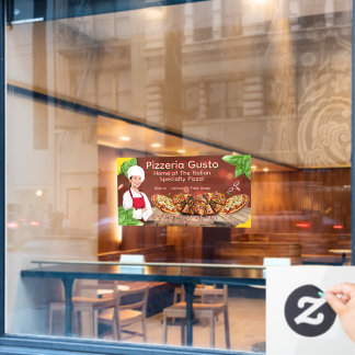 Autocollant Pour Fenêtre Personnaliser Femme Chef Pizza Restaurant Promotio