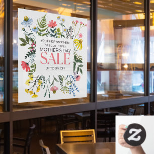 Autocollant Pour Fenêtre Personnaliser Fleurs Blanc Vente de la Fête des Mè
