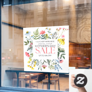Autocollant Pour Fenêtre Personnaliser Fleurs Blanches Vente de la Fête des