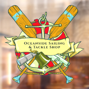 Autocollant Pour Fenêtre Personnaliser Générique Ancre Oars Thème Nautique