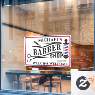 Autocollant Pour Fenêtre Personnaliser Générique Barber Shop Pole Business