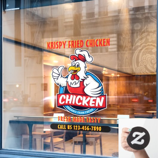 Autocollant Pour Fenêtre Personnaliser Générique Frit Poulet Croustillant 2 (Fenêtre de café)