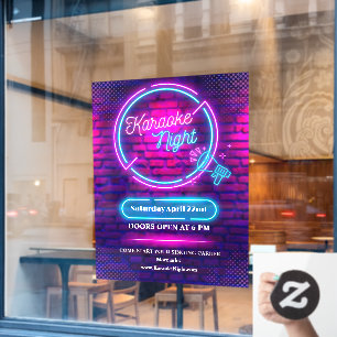 Autocollant Pour Fenêtre Personnaliser Grande Nuit de Karaoke Neon 