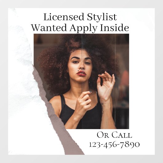 Autocollant Pour Fenêtre Personnaliser Hair Stylist Recherché Appliquer à l (Feuille)