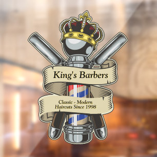Autocollant Pour Fenêtre Personnaliser King Royal Crown Barber Shop