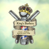 Autocollant Pour Fenêtre Personnaliser King Royal Crown Barber Shop (Feuille 3)