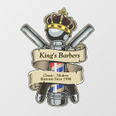 Autocollant Pour Fenêtre Personnaliser King Royal Crown Barber Shop (Feuille)